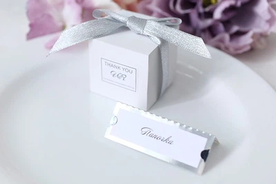 Карточки на стол для гостей "Мини-Стиль" , WP Wedding Pro, Серебро зеркальное, 1шт