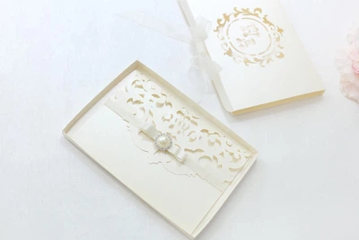 Пригласительные именные "Венеция моно" с жемчугом, WP Wedding Pro, 1шт