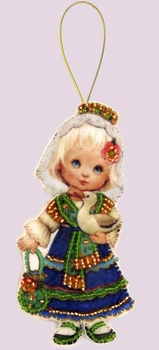 Набор для творчества. Вышивка елочной игрушки Butterfly Кукла. Испания 12 х 7 F050