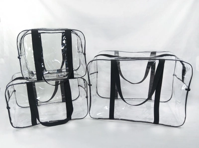 Набор из 3 прозрачных сумок в роддом EcoNova Light чёрный