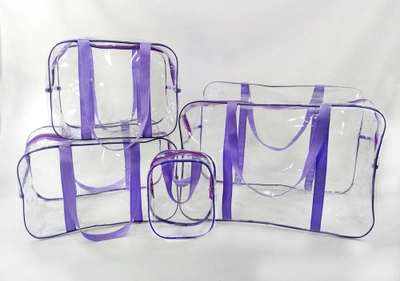 Набор из 3+1 прозрачных сумок в роддом EcoNova Light лаванда + косметичка