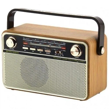 Радиоприемник Kemai Retro MD-505BT аккумуляторный с пультом Bluetooth Светлое дерево