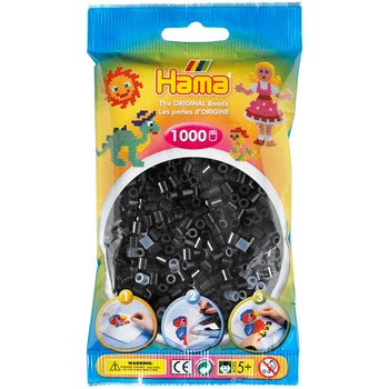 Термомозаика Hama Набор цветных бусин черные 1000шт 5мм (Дания) (207-18)