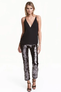 Брюки H&M 36 черно серебряный 3034467994