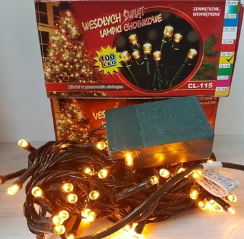 Светодиодная гирлянда LED 100 Желтая 6м с контроллером (37834602)