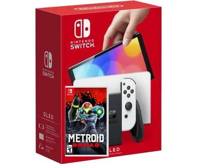 Nintendo Switch (OLED model) White + Игра Metroid Dread (русская версия)