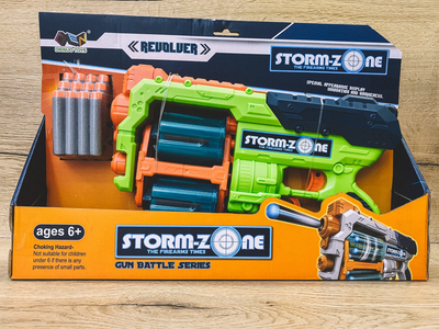 Дитячий автомат Бластер з м'якими поролоновими кулями Blaze Storm із барабаном