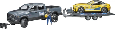 Zestaw autko Bruder Jeep Dodge RAM 2500 z lawetą i terenówką (02504)