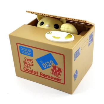 Інтерактивна скарбничка Mischief Saving Box Кішка Злодюжка жовтий 12х9х10см (29756E)