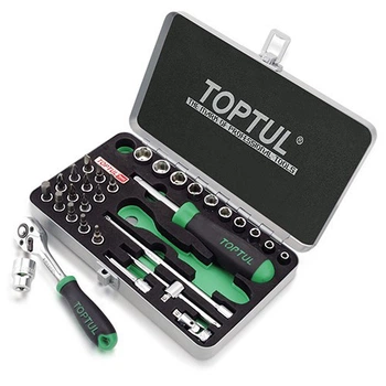 Набор головок с трещоткой Toptul 1/4 31ед металл (620545)