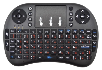 Беспроводная клавиатура с тачпадом аккумуляторная русская и английская раскладка Rii mini i8 2.4G черный для Smart TV