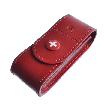Чохол для ножів Victorinox шкіряний червоний 84-91 мм на кнопці (4.0520.1)