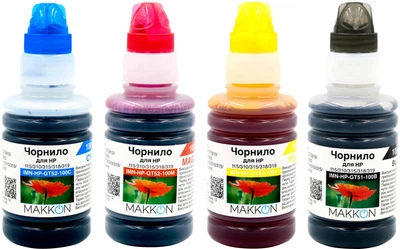 Комплект чернил Makkon для HP Ink Tank 115/310/315/318/319 (4х100мл) (KIT-HP-GT51-100)