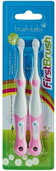 Набір з 2 щіток Brush-Baby First Brush Перша зубна щітка рожева (5060178102253_рожева)