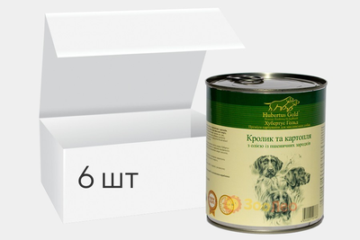 Упаковка влажного корма для собак Hubertus Gold Кролик с картошкой 800г 6шт