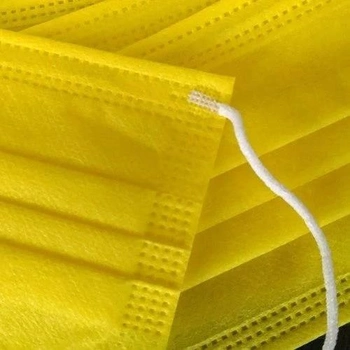 Маска медична жовта захисна тришарова одноразова з прошарком мельтблаун (500 шт)