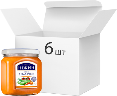 Упаковка Ікра з кабачків Ніжин (Ніжин) у скляній банці 450 мл х 6 шт(4823006802258)