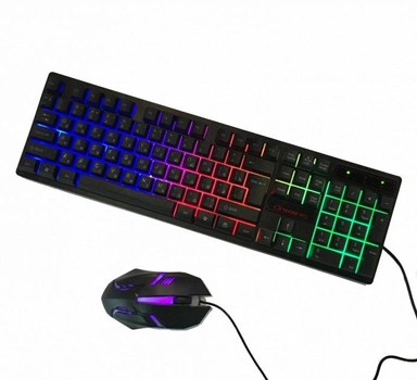 Комплект для геймера Клавиатура компьютерная проводная HK-6300TZ Big с LED RGB подсветкой + мышь (386986)