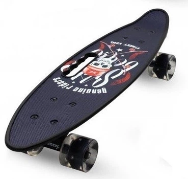 Скейт Penny Board Пенниборд Maraton Cool с ручкой черный пират