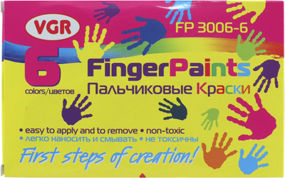 Краски пальчиковые VGR 30 мл в картонной упаковке 6 цветов (Я43224_FP3006-6)