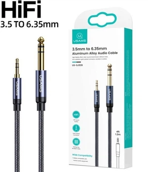 Инсертный кабель Usams HiFi AUX 3.5mm to 6.35mm Aluminum Alloy Audio Cable 1.2m