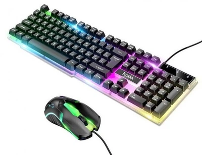 Набір ігровий 2 в 1 клавіатура та мишка HOCO GM11 Terrific glowing RGB, чорний