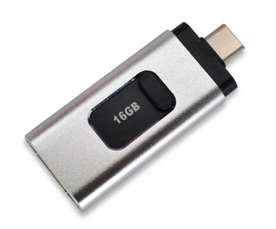 Флешка Beluck FL16 для iPhone MacBook PC flash drive 16 GB 3 в 1 USB 3.0 / Type-C / Lightning (BLKFL16)