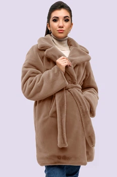 Шуба жіноча Exclusive moda М-075 50 Пісочний