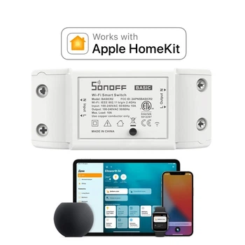 WiFi реле Apple HomeKit Sonoff Basic R2 для розумного будинку (вимикач, выключатель для умного дома, Умный eWeLink)