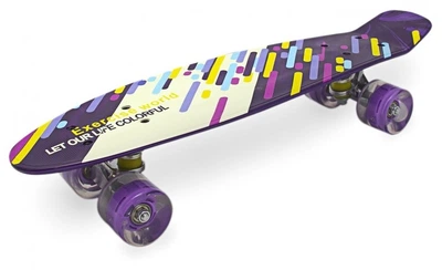 Скейт Penny Board Пенниборд Maraton ALFA светящиеся колеса фиолетовый