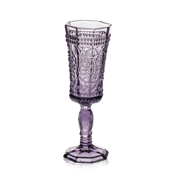 Набор бокалов для шампанского из цветного стекла Glassware Королевский 6 шт 150 мл Фиолетовый 17-208В