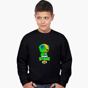 Свитшот для мальчиков Бравл Старс Леон Зеленый (Brawl Stars Leon) (9509-1015) 122-128 см Черный