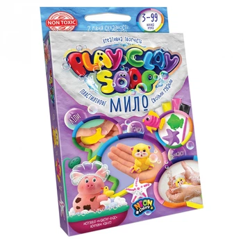 Набор креативного творчества "Пластилиновое мыло" Danko Toys PCS-02 Play Clay Soap, мал, укр, 4 цвета Котик