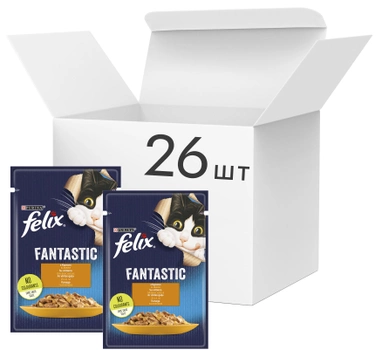 Упаковка влажного корма для котов Purina Felix Fantastic с курицей в желе 26 шт по 85 г (7613039788103)