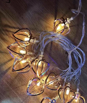 Новогодняя гирлянда 10 Led сердечка на батарейках 2 метра (330242-Нов) Теплый свет
