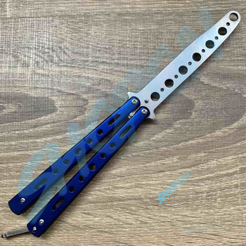 Нож бабочка тренировочный, детский, нож балисонг тупой, Bounce RK-4318, синий