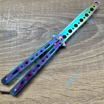 Нож бабочка тренировочный, детский, нож балисонг тупой, Bounce RK-6510, разноцветный