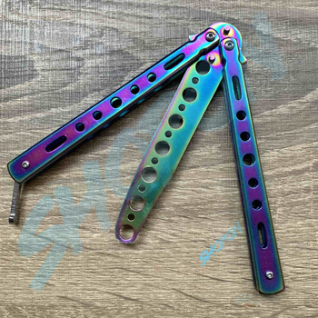 Нож бабочка тренировочный, детский, нож балисонг тупой, Bounce RK-6510, разноцветный