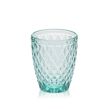 Набор стаканов из цветного стекла Glassware 6 шт 240 мл Бирюза (Мелкий ромб) 1032D