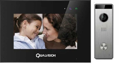 Комплект відеодомофона Qualvision QV-IDS4770QW Black+QV-ODS235SX Silver