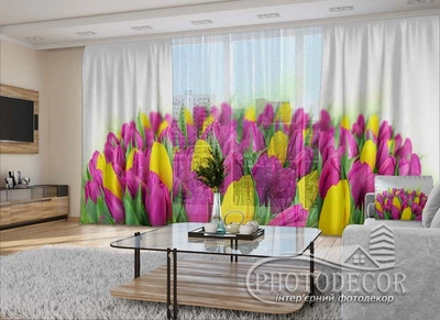 3D - Фото Штори і тюль PHOTODECOR "Букет тюльпанів"