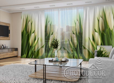 3D - Фото Штори і тюль PHOTODECOR "Білі тюльпани 1"
