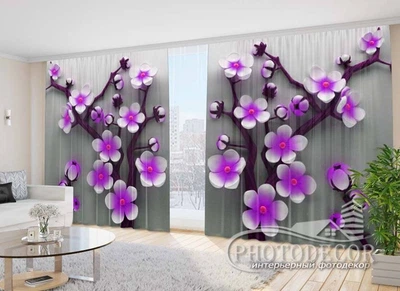 Фото Штори PHOTODECOR "Фіолетові Квіткове дерево"