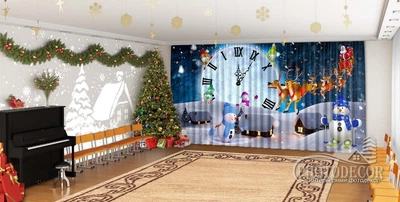 Новогодние Фото Шторы в детский сад PHOTODECOR "Зимняя сказка"