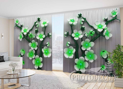 Фото Штори PHOTODECOR "Зелене Квіткове дерево"