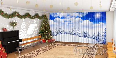 Новорічні Фото Штори в дитячий сад PHOTODECOR "Зима в лісі"