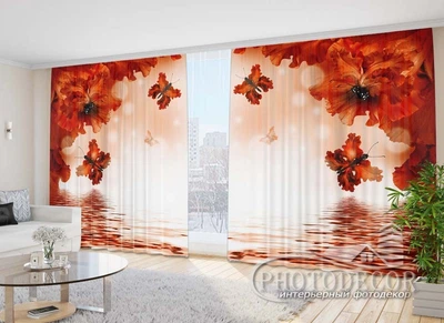 Фото Штори PHOTODECOR "Вогненні квіти і метелики"