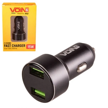 Прикурювач 1-1+2USB 3.1A VOIN [C-31209BK]