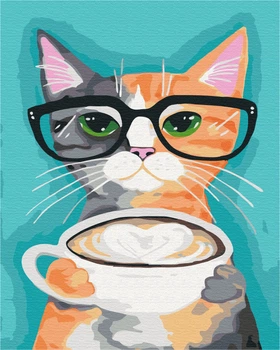 Картина по номерам Brushme Кот и кофе 40 x 50 (BS22698)