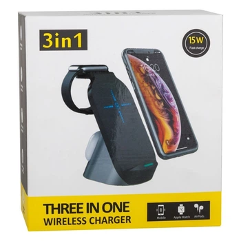 Беспроводная док-станция HYD H-18 3in1 (iPhone, iWatch, AirPods) 15W Black